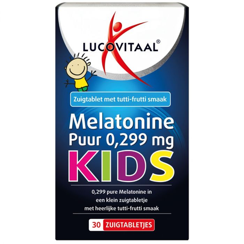 Lucovitaal Melatonine Kinderen 0,299 mg met tutti-frutti smaak 30 zuigtabletten