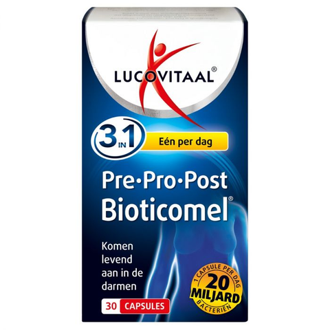 Lucovitaal Pre · Pro · Post Bioticomel 30 capsules