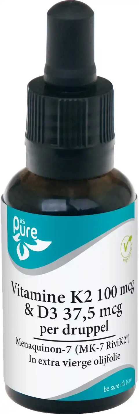 It's Pure Vit K2 100mcg & D3 75 mcg druppels